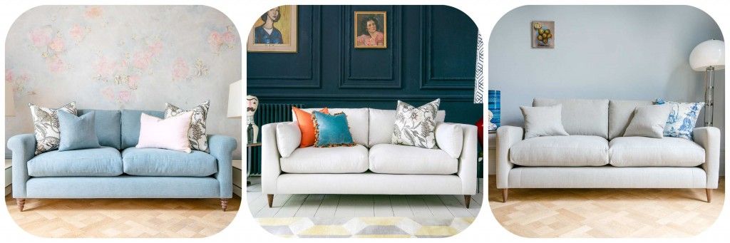 collage of the Apuldram sofa, the Saltdean sofa and the Rye sofa, from Sofas and Stuff