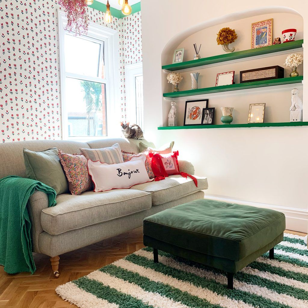 Interior blogger Natalie Mackay's Kentwell sofa in Basket Weave Sage