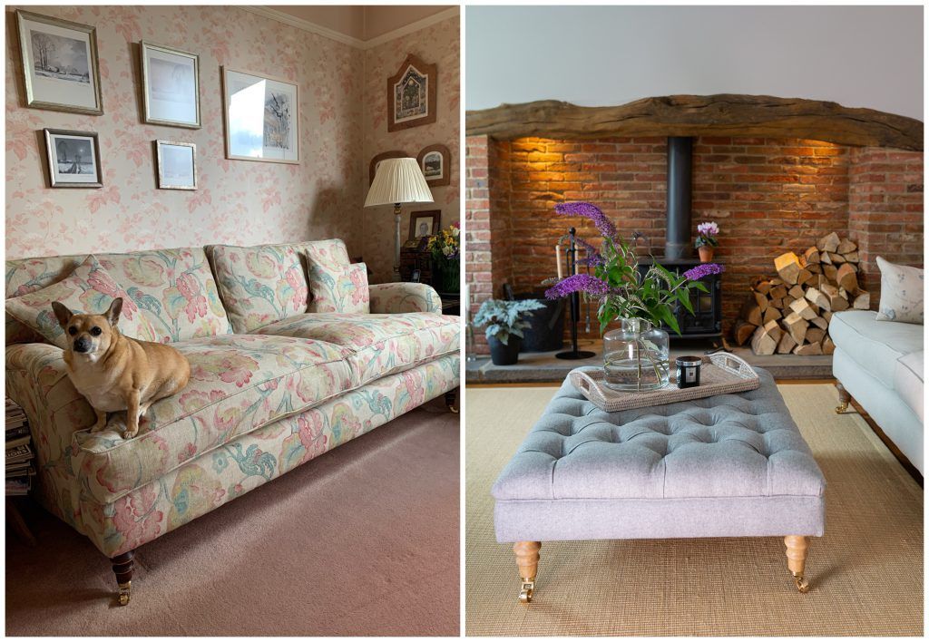 Cottagecore sofa and footstool