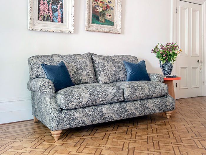 St Mawes 3 Seater Sofa in Morris & Co Marigold Black Ink
