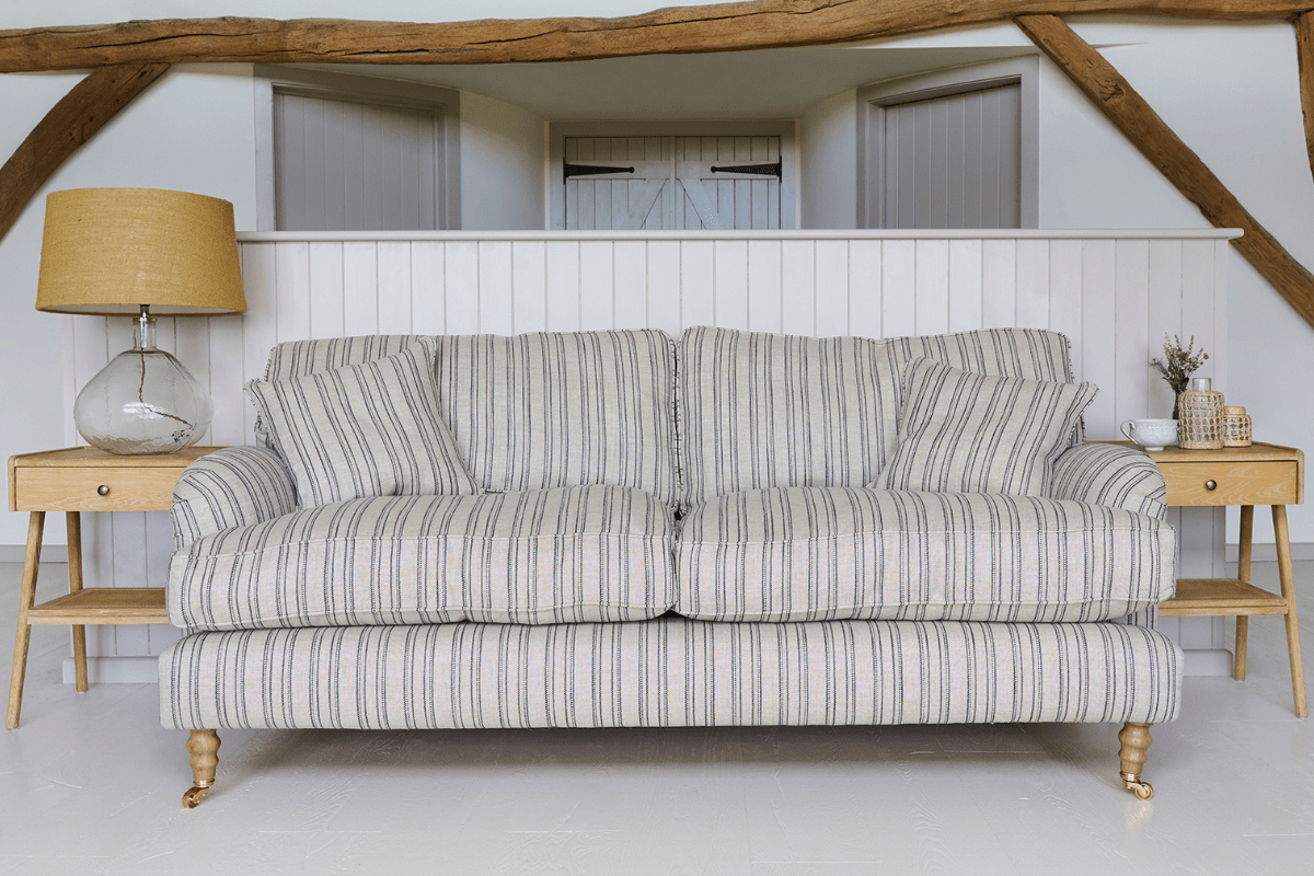 Alwinton 3 seater sofa in woven stripe linen