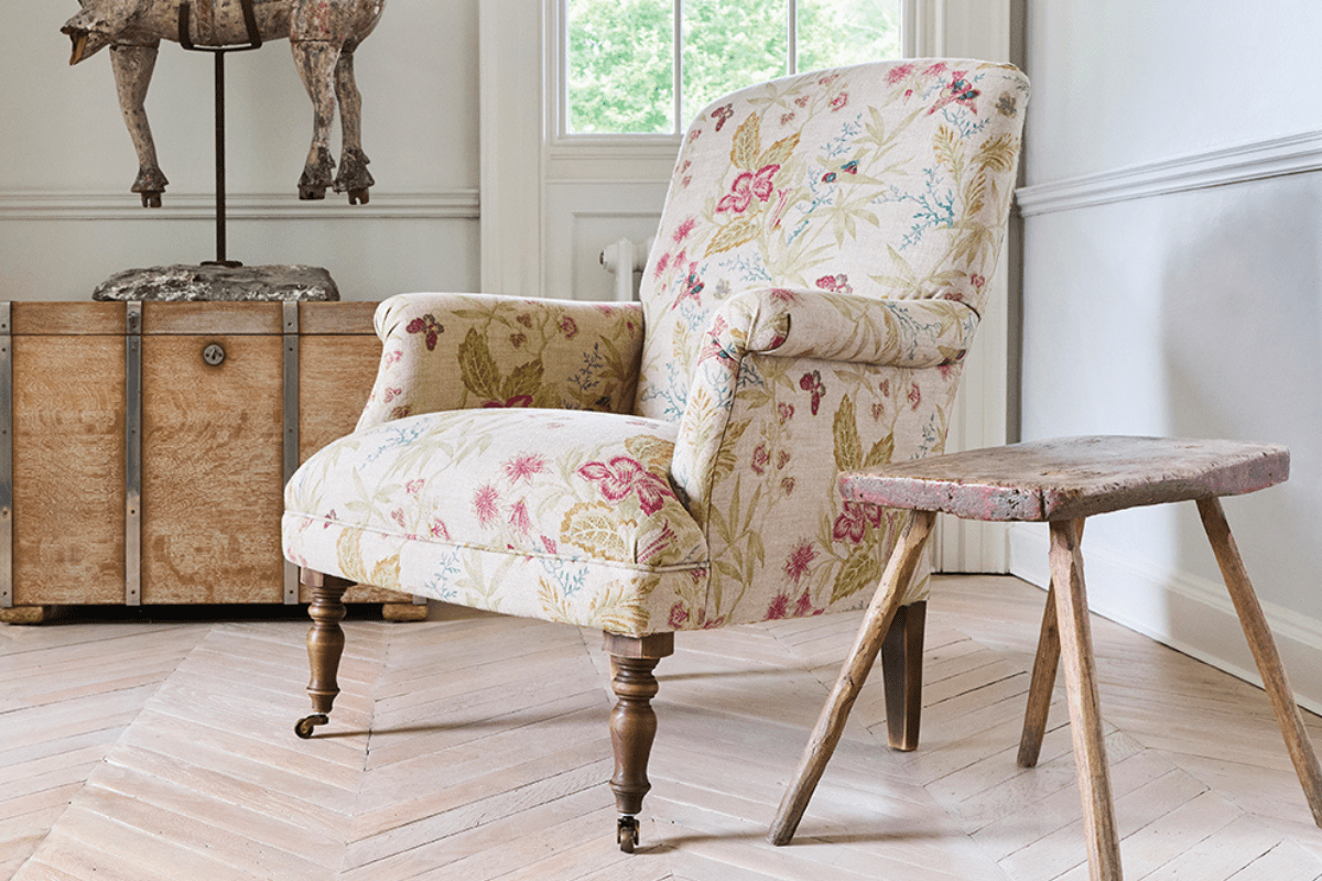Occasional chair in floral linen