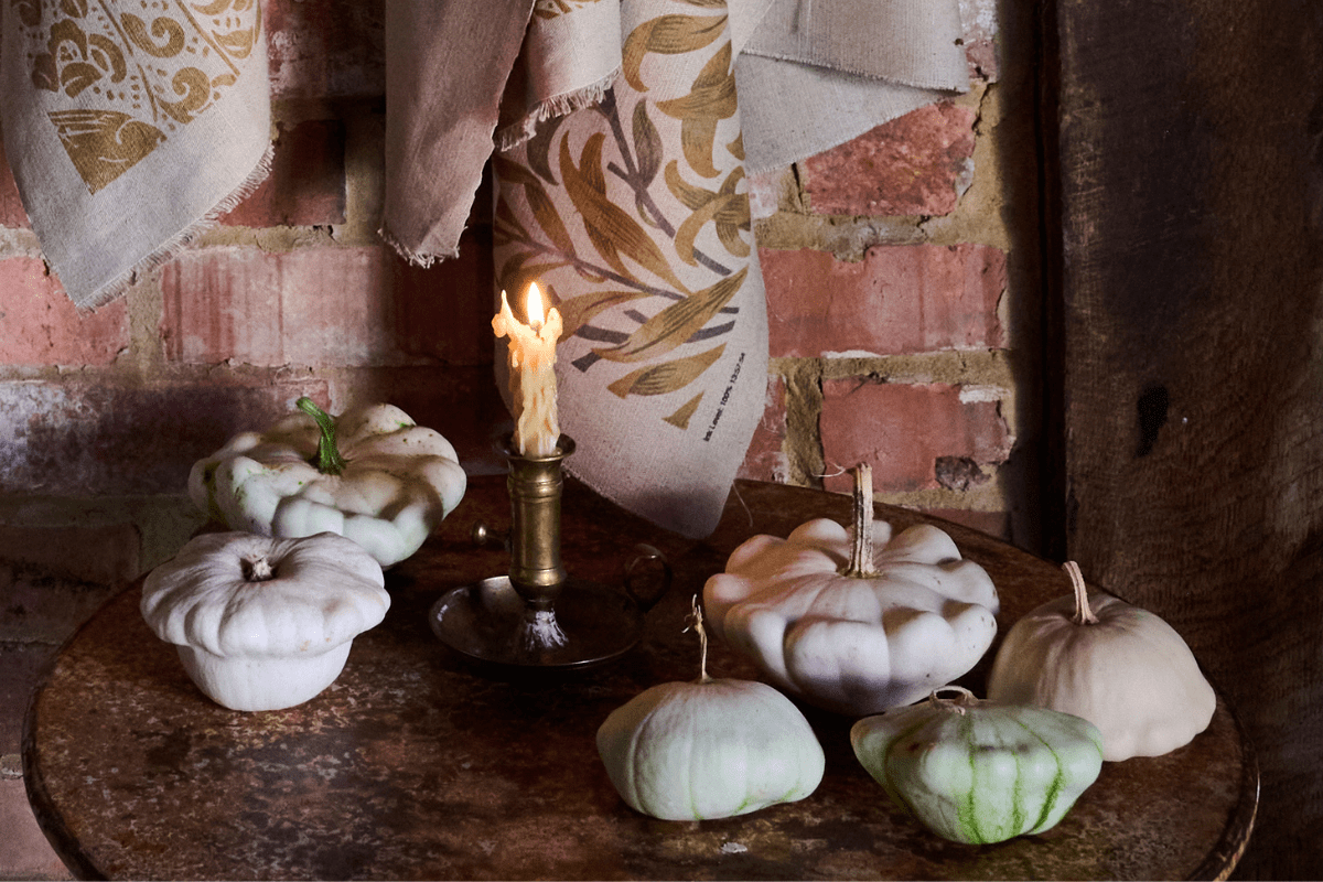 Autumn home decor of small decor and candle
