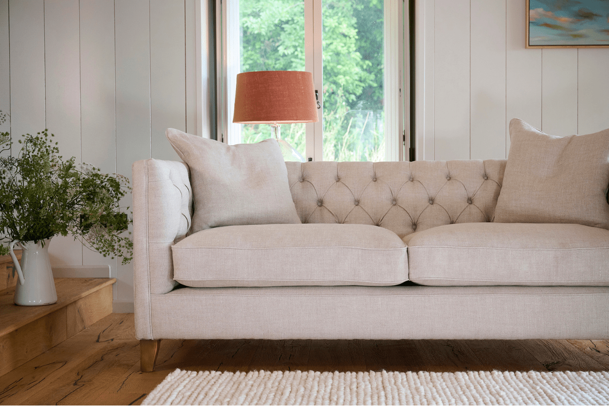 Beige Linen Chesterfield Sofa