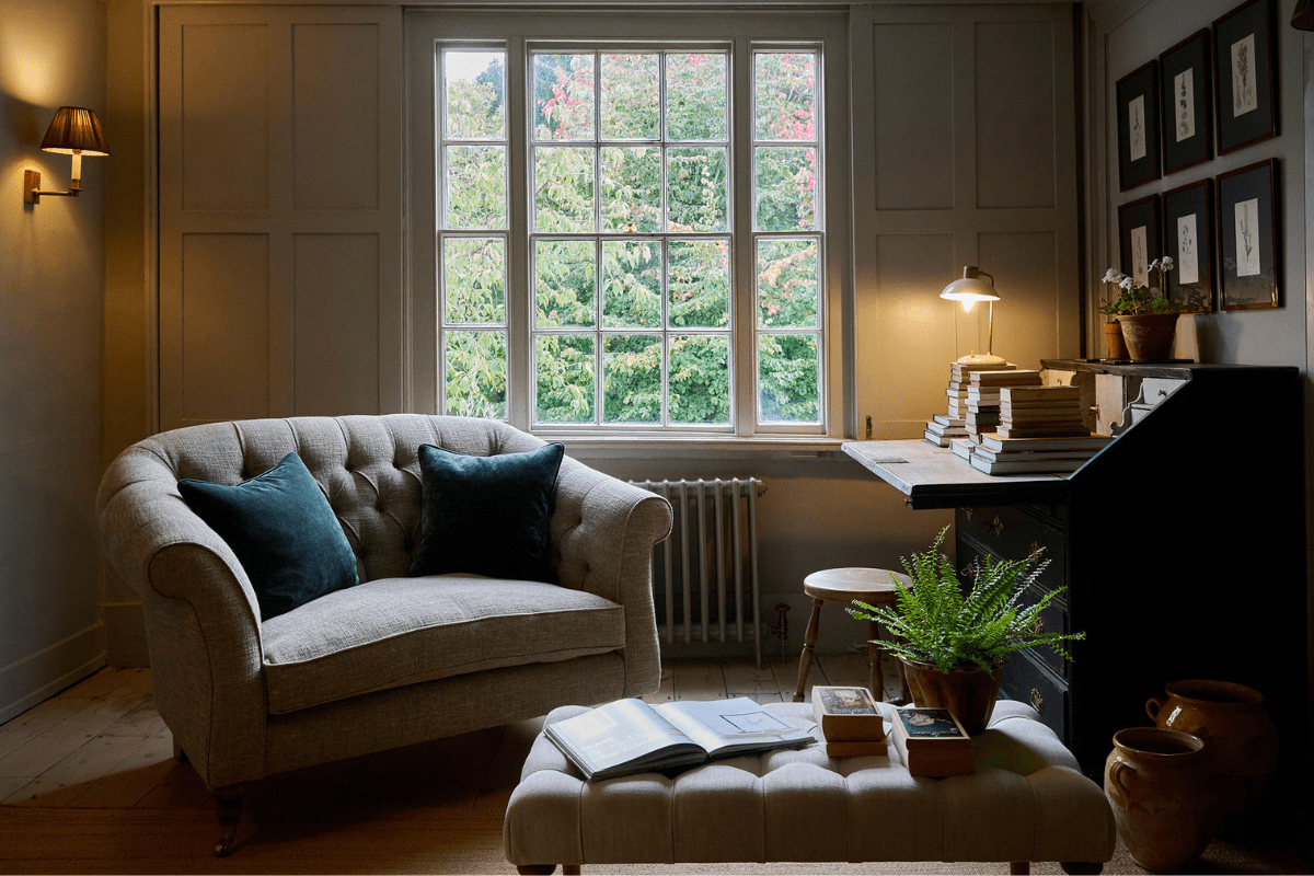 Grey Chesterfield Love Seat