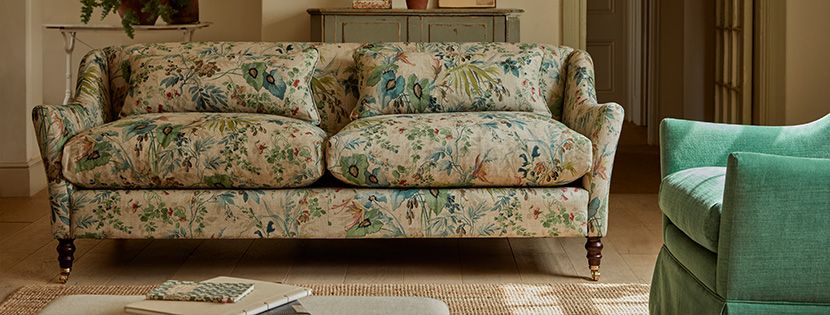 Cromer 3 seater sofa in Floral Linens Jungle Jaded