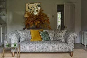 Exbury 3 seater sofa in V&A Threads of India Mughal Arbour Hunter Green